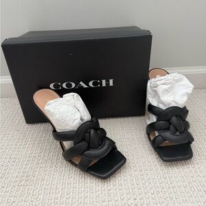 Coach Kellie Leather Stiletto Sandals Black